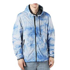 $248 Diesel Men’s J-Pinal Windbreaker Hooded Jacket In Aqua Blue Size XL